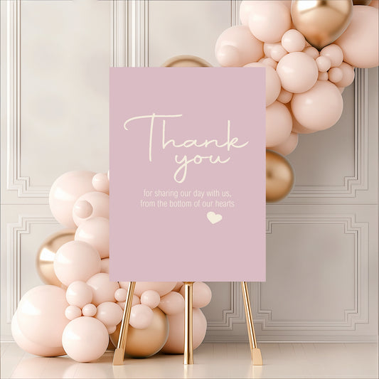 Dusky Pink Thank You Wedding Party Sign