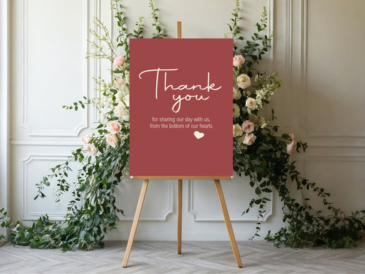 Rosewood Thank You Wedding Party Sign