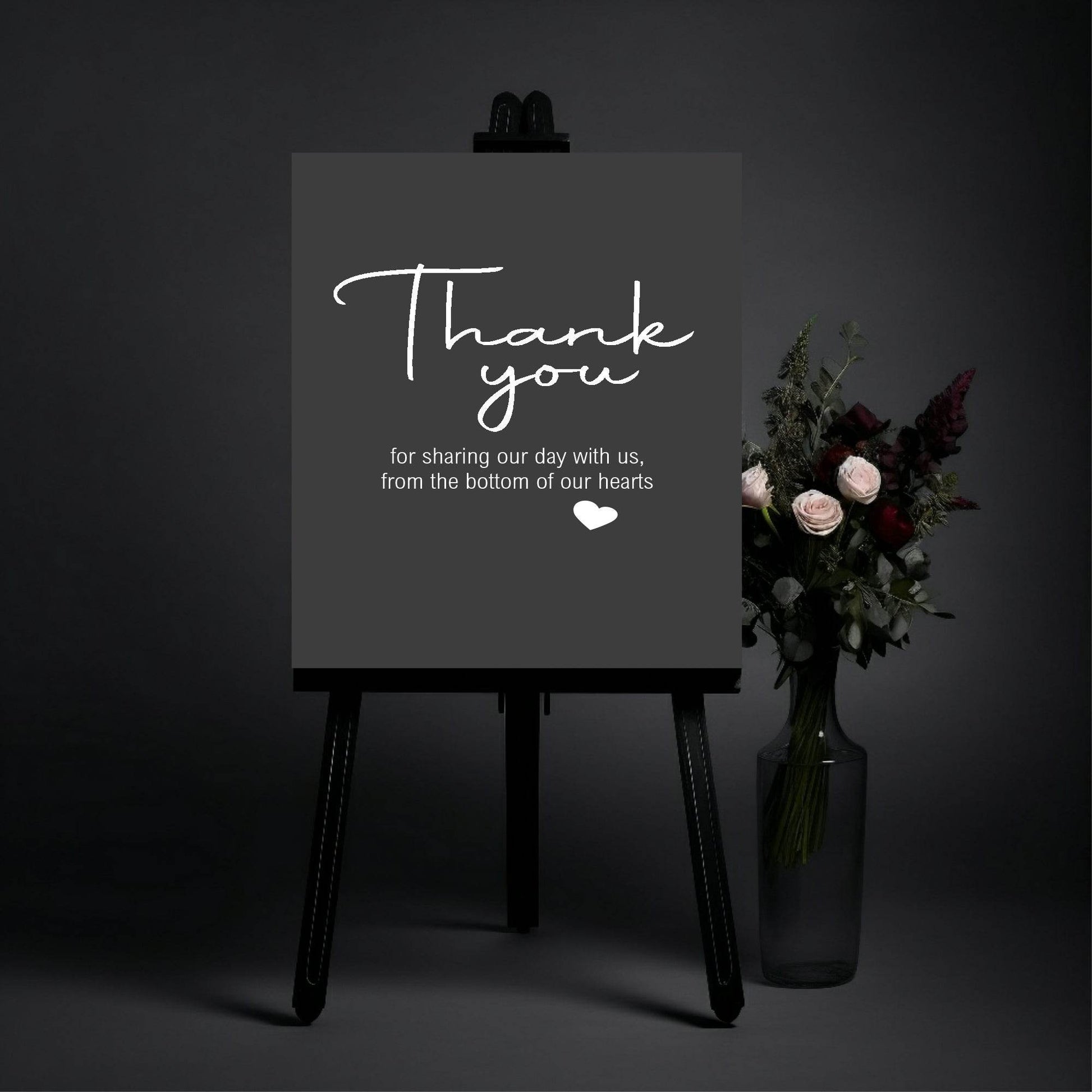 Minimalist Noir Thank You Wedding Party Sign