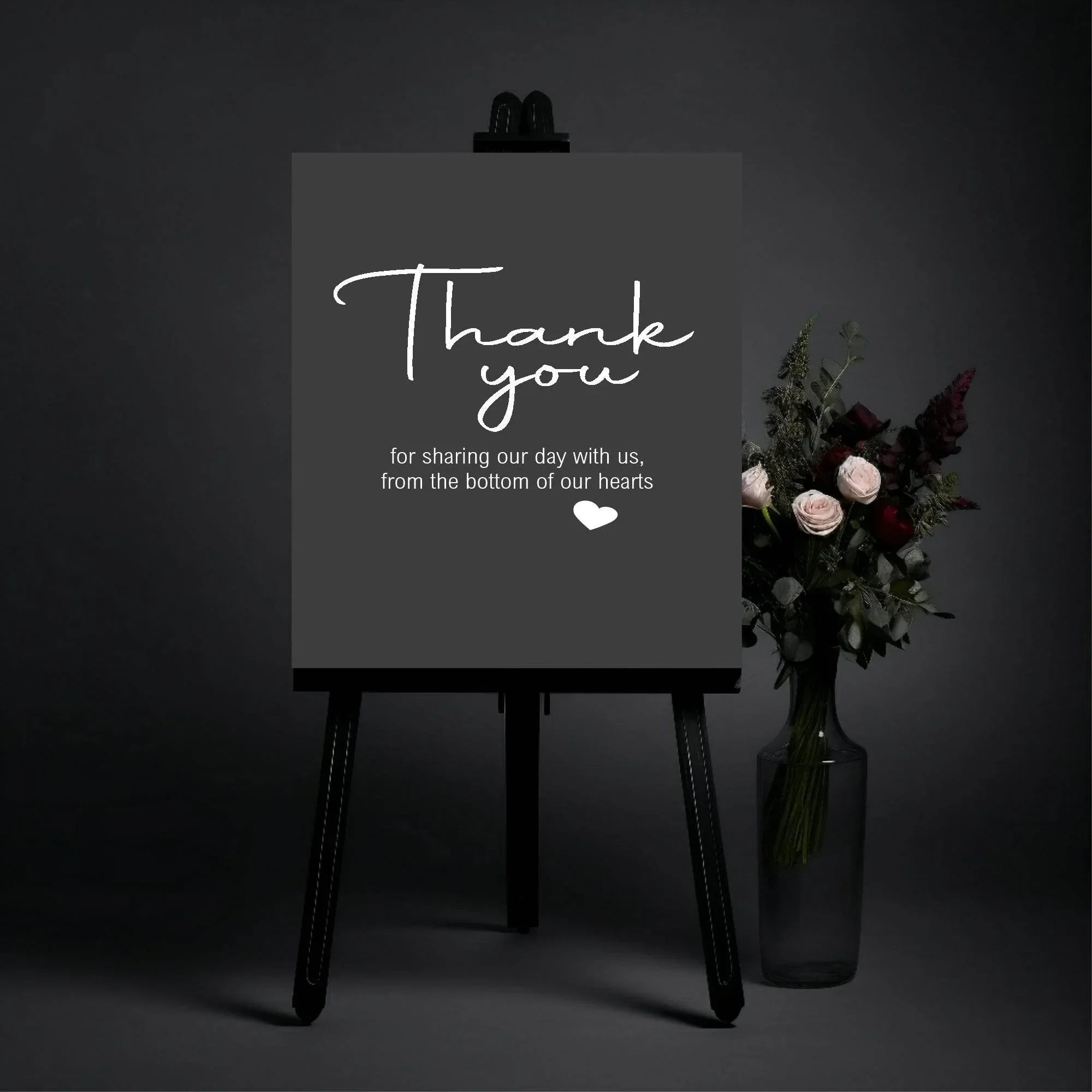 Minimalist Noir Thank You Wedding Party Sign - Larosier Prints