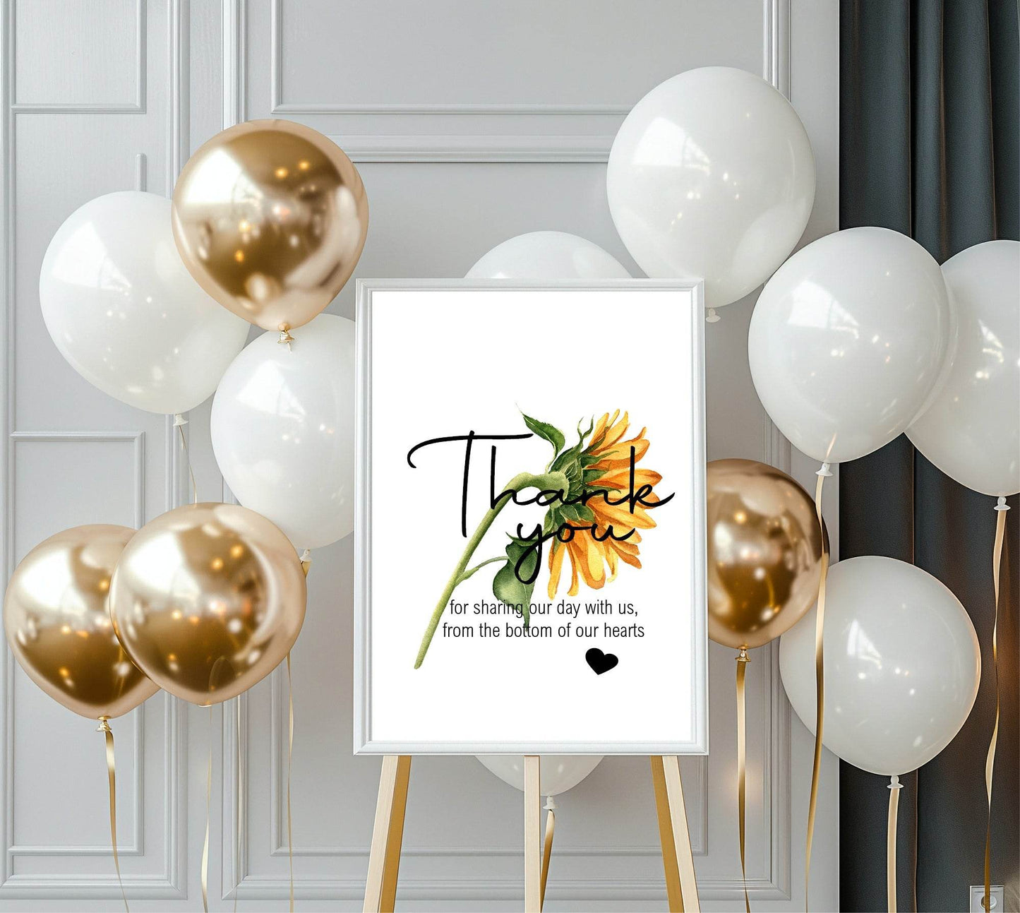 Sunflower Thank You Wedding Party Sign