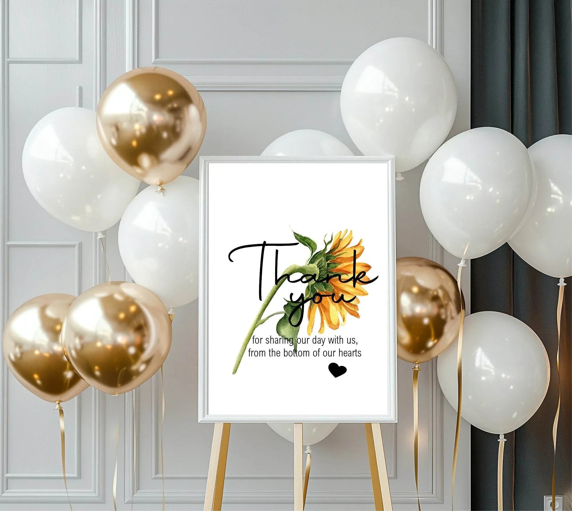 Sunflower Thank You Wedding Party Sign - Larosier Prints