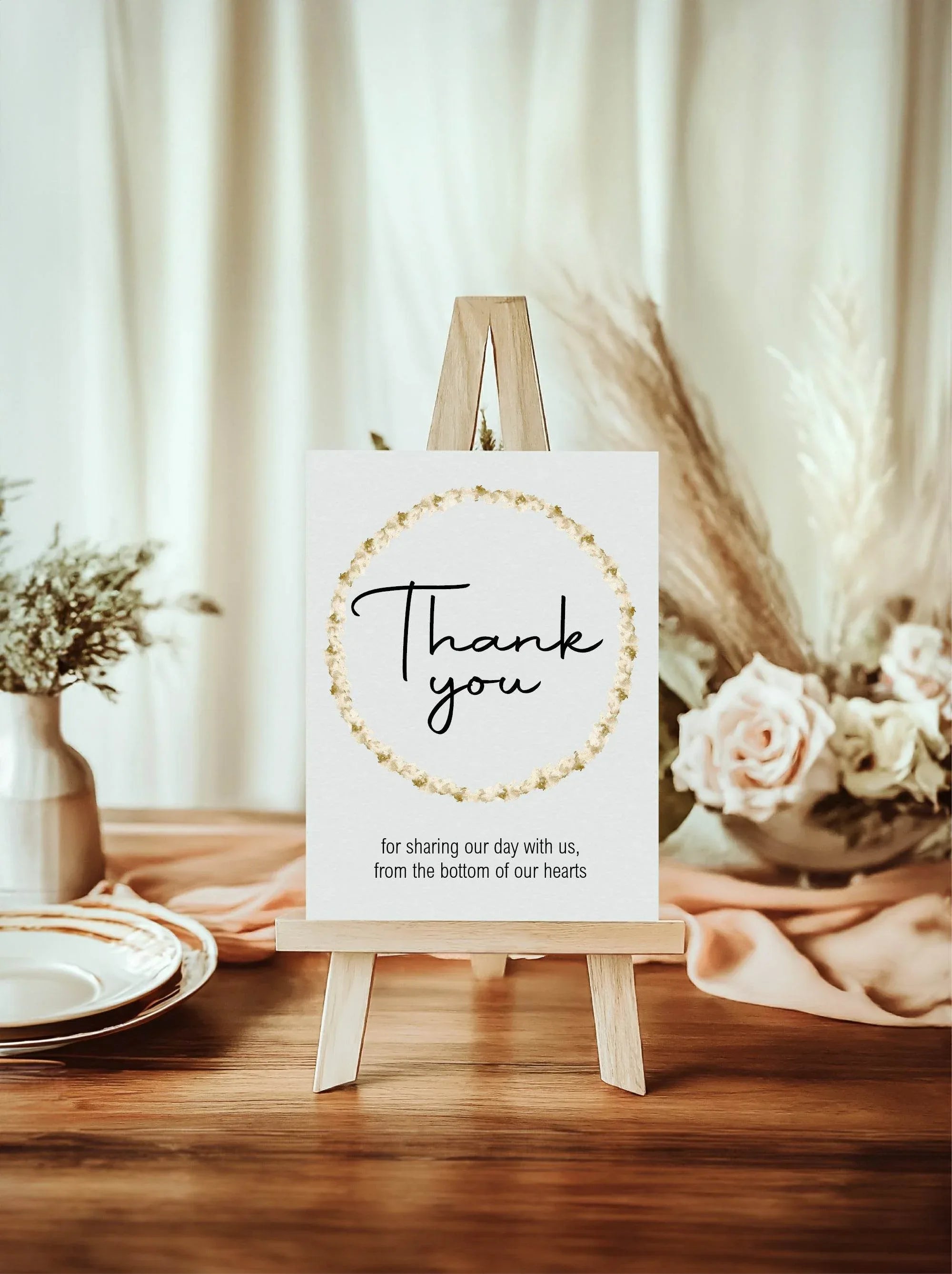 Boho Thank You Wedding Party Sign - Larosier Prints