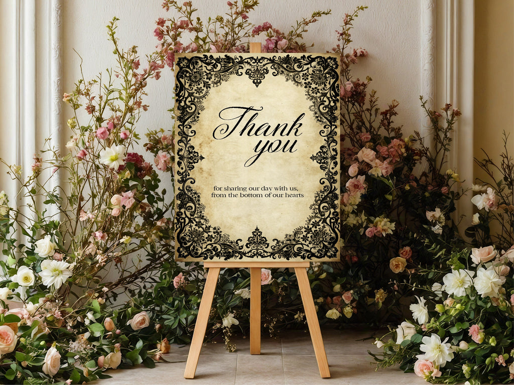 Black Lace Wedding Confetti Sign