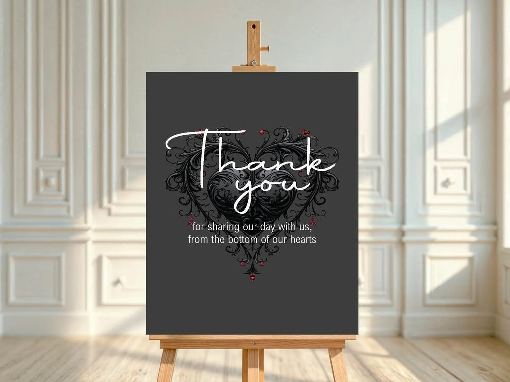 Gothic Thank You Wedding Party Sign - Larosier Prints