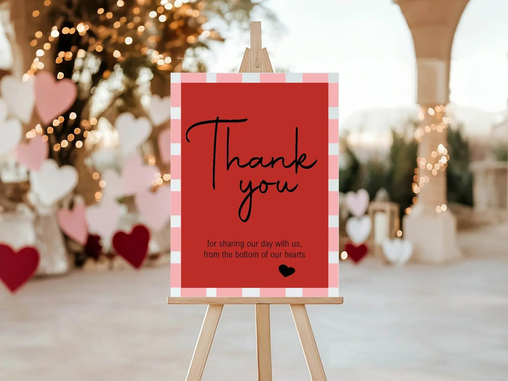 Red & Pink Thank You Wedding Party Sign - Larosier Prints