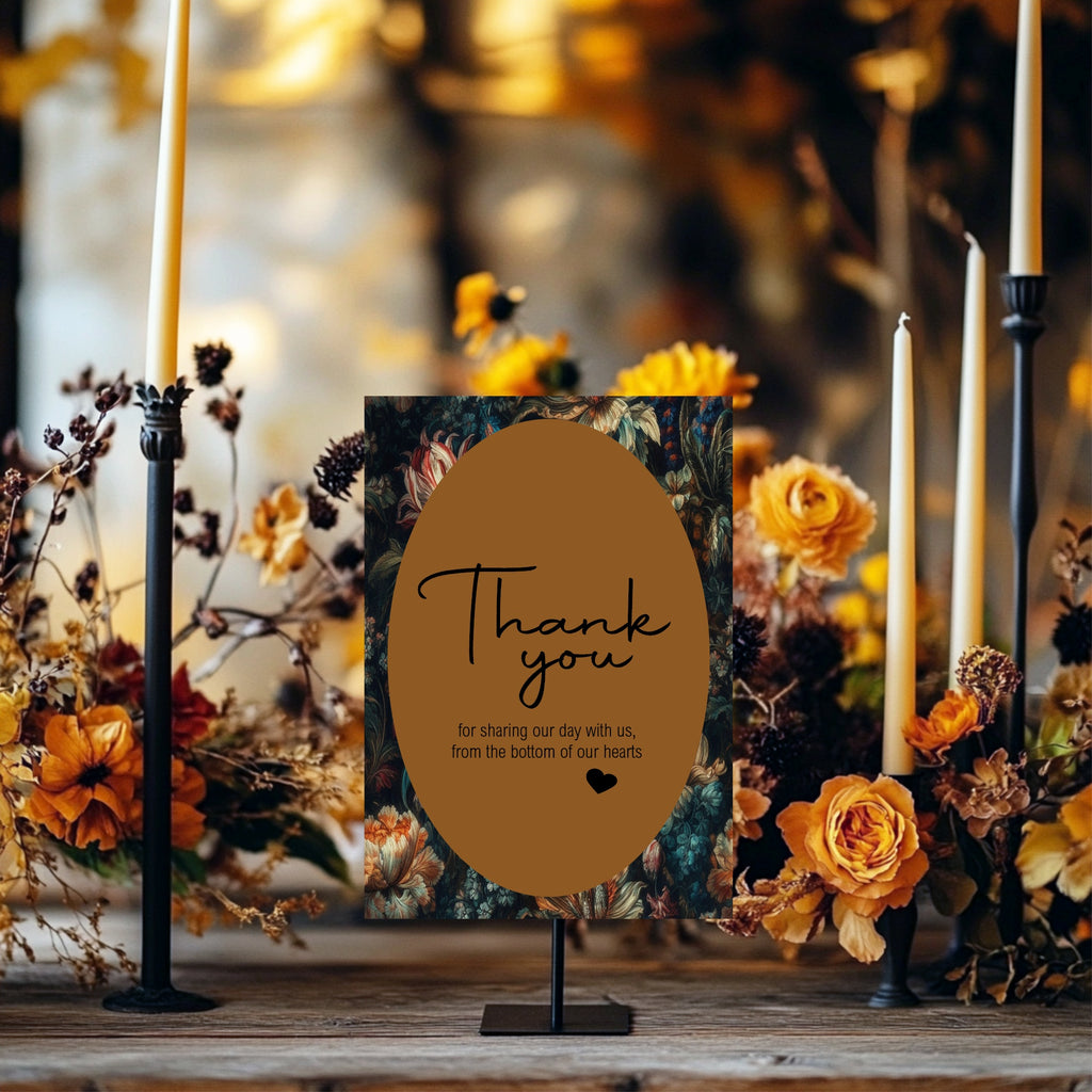Moody Floral Wedding Thank You Sign