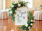 Green & White Rose Thank You Wedding Party Sign - Larosier Prints