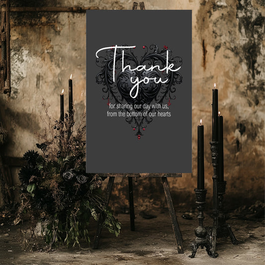 Gothic Thank You Wedding Party Sign