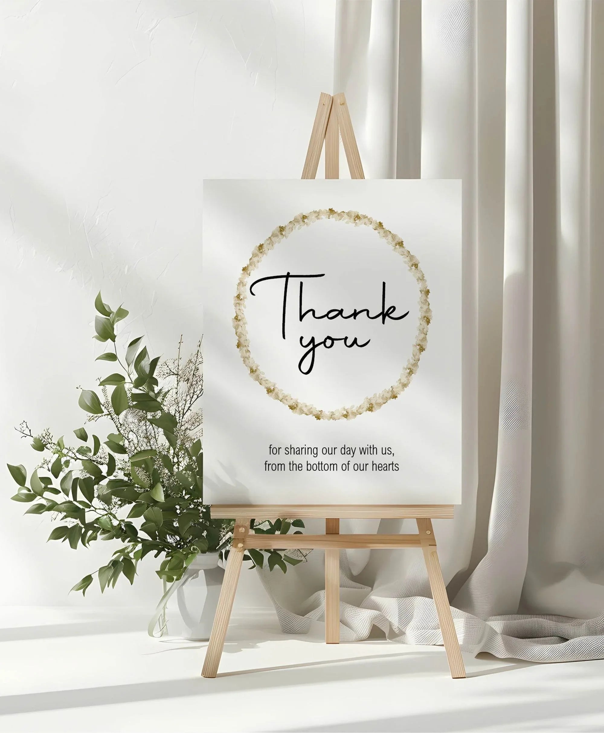 Boho Thank You Wedding Party Sign - Larosier Prints