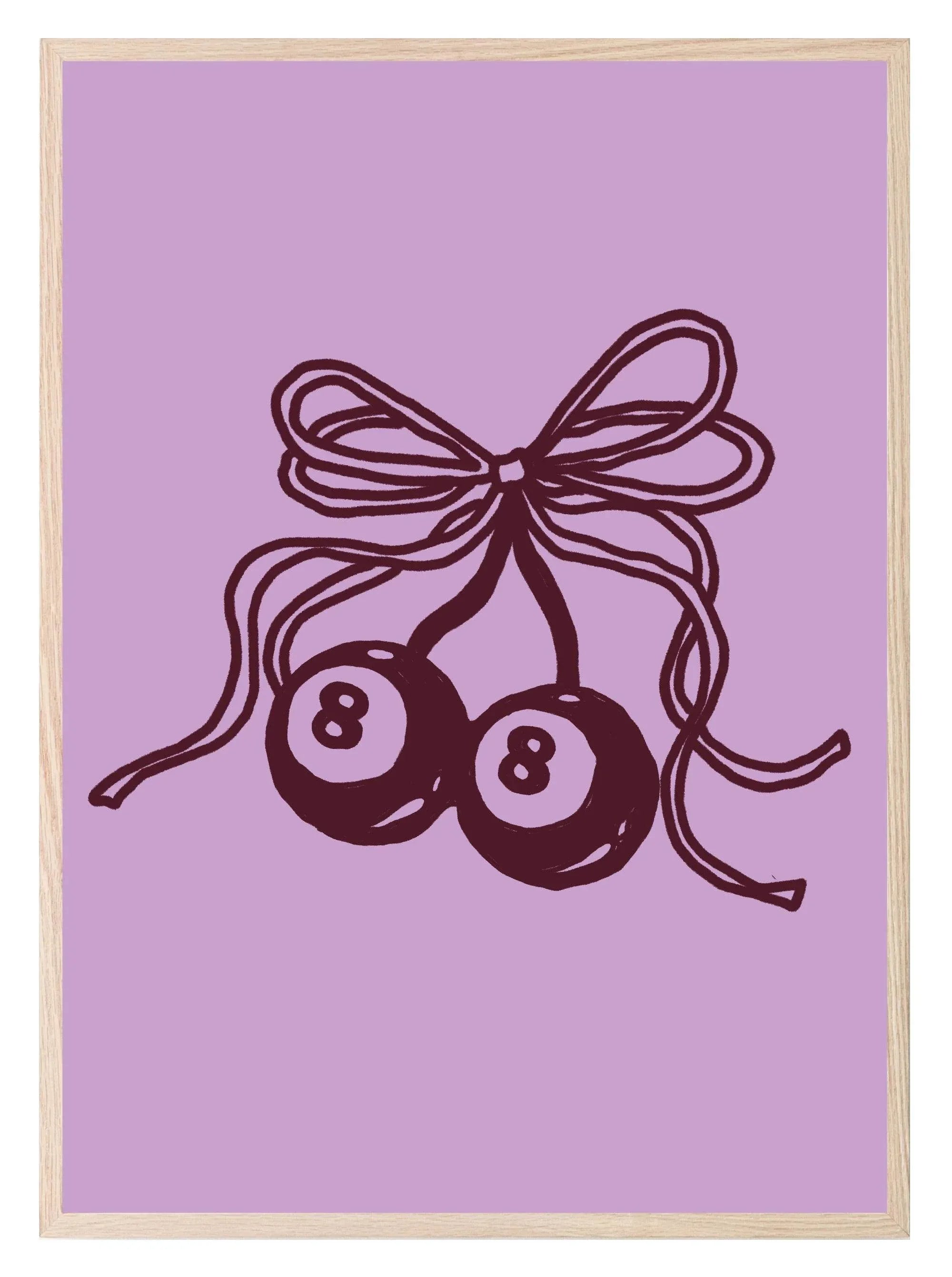 Purple 8 Ball Bow Print | Coquette Wall Art - Larosier Prints