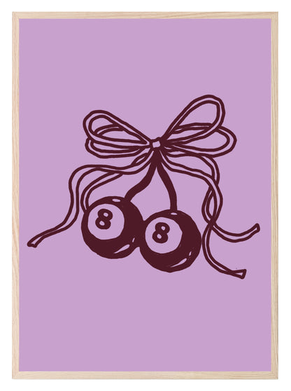 Purple 8 Ball Bow Print | Coquette Wall Art