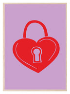 Heart Locket Print | Red & Purple | Coquette Wall Art - Larosier Prints