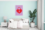 Heart Locket Print | Red & Purple | Coquette Wall Art - Larosier Prints