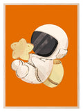 Astronaut Print | Orange | Kids Wall Art - Larosier Prints