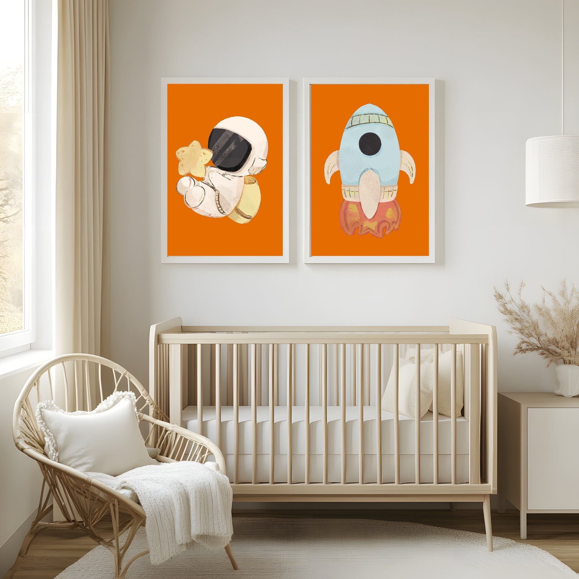 Rocket Print | Orange | Kids Wall Art