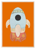 Rocket Print | Orange | Kids Wall Art - Larosier Prints