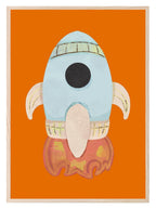 Rocket Print | Orange | Kids Wall Art - Larosier Prints