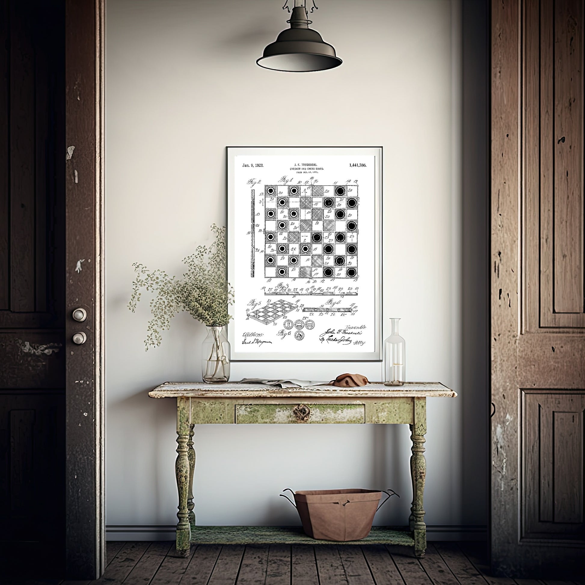 Checker & Chess Board Patent Print | Monochrome | Hobbies Wall Art