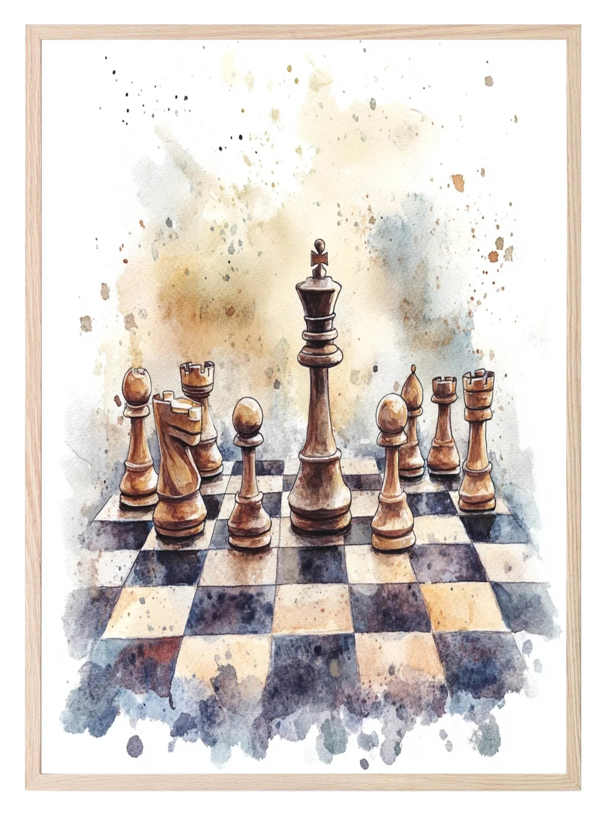 Chessboard II Print | Watercolour| Hobbies Wall Art - Larosier Prints