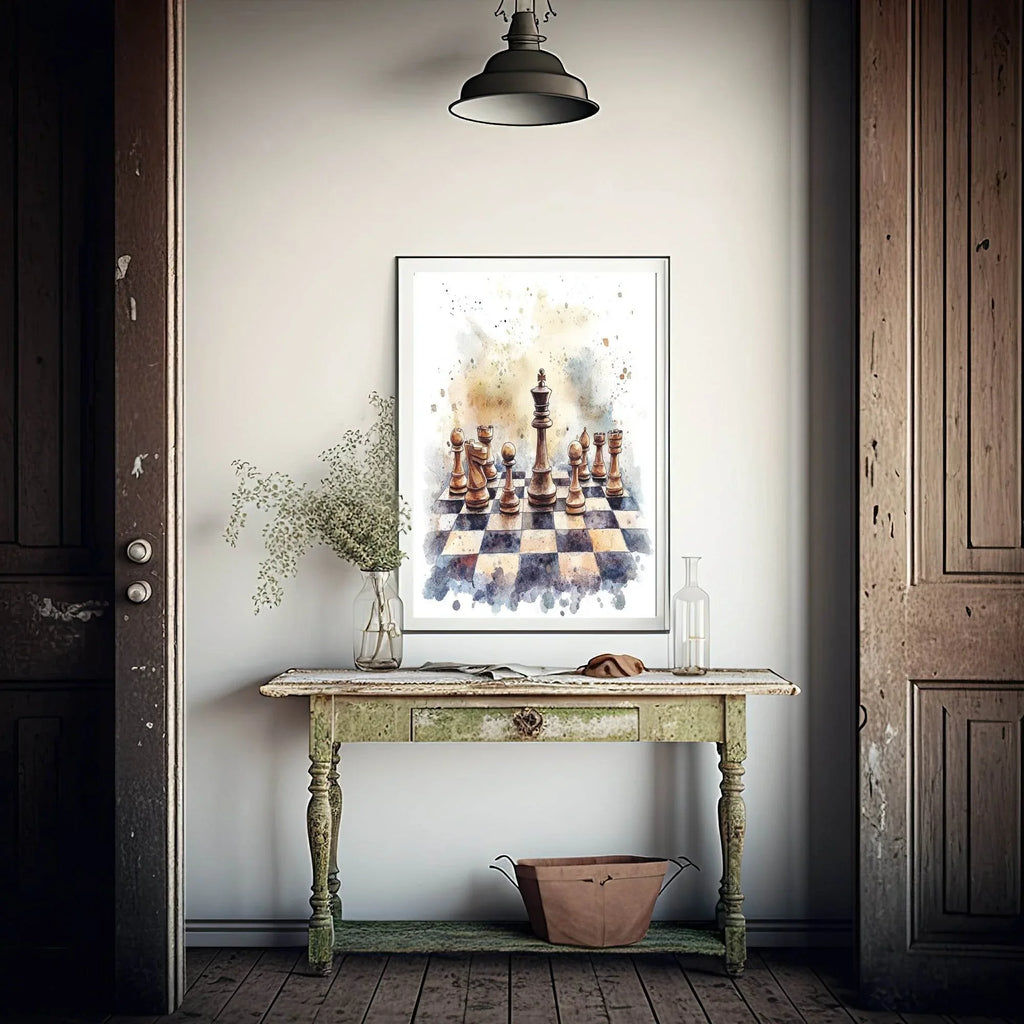 Chessboard II Print | Watercolour| Hobbies Wall Art - Larosier Prints