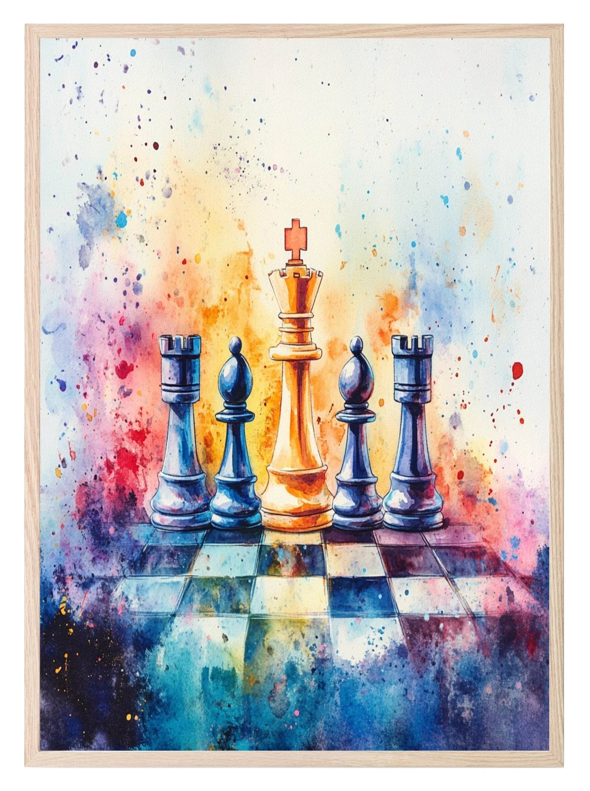 Chessboard Print | Watercolour| Hobbies Wall Art - Larosier Prints
