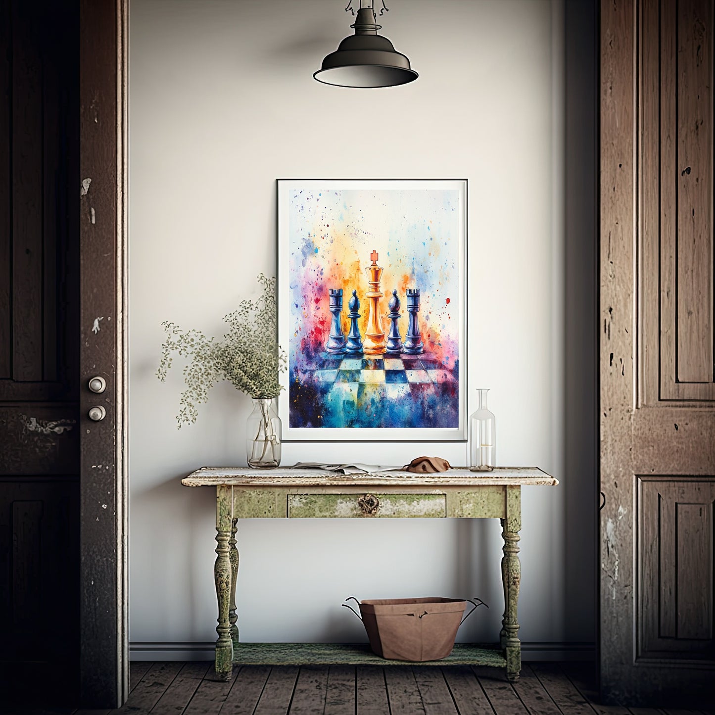 Chessboard Print | Watercolour| Hobbies Wall Art