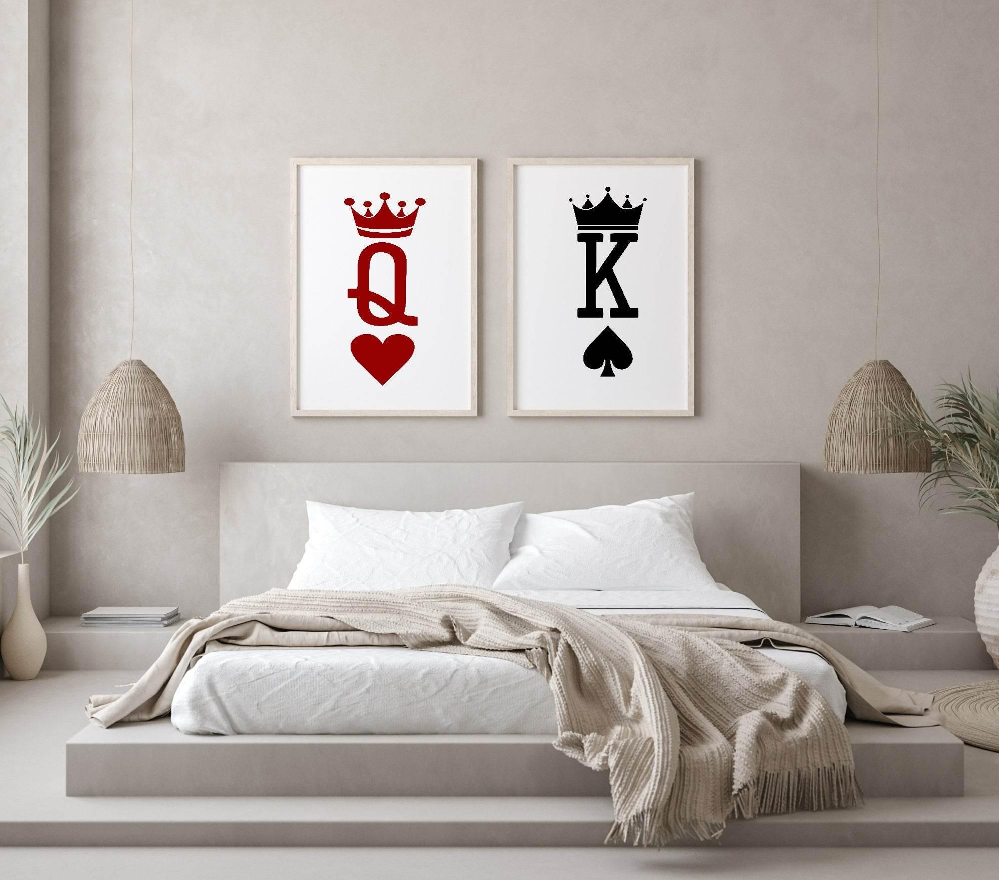 Q of Hearts Print | Queen Of Hearts | Bedroom Wall Art - Larosier Prints