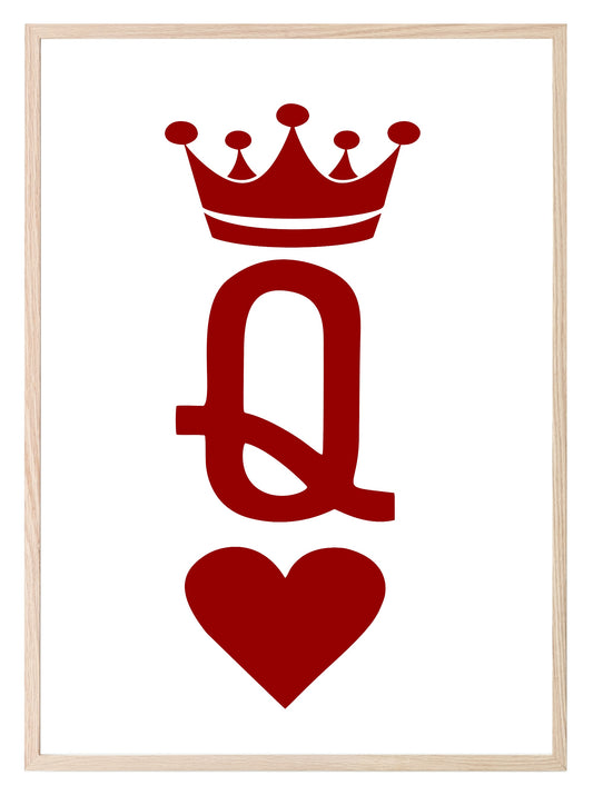 Q of Hearts Print | Queen Of Hearts | Bedroom Wall Art