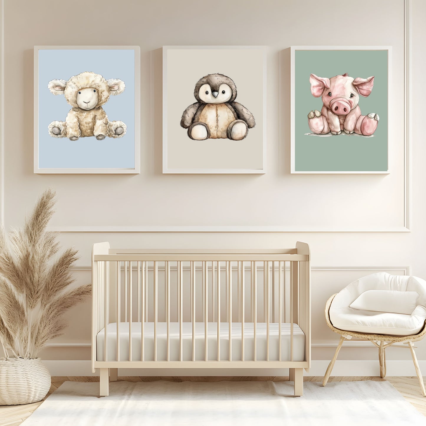 Teddy Penguin Print | Greige | Kids Wall Art