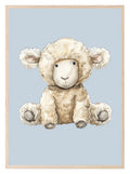 Teddy Lamb Print | Blue | Kids Wall Art - Larosier Prints