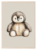 Teddy Penguin Print | Greige | Kids Wall Art - Larosier Prints