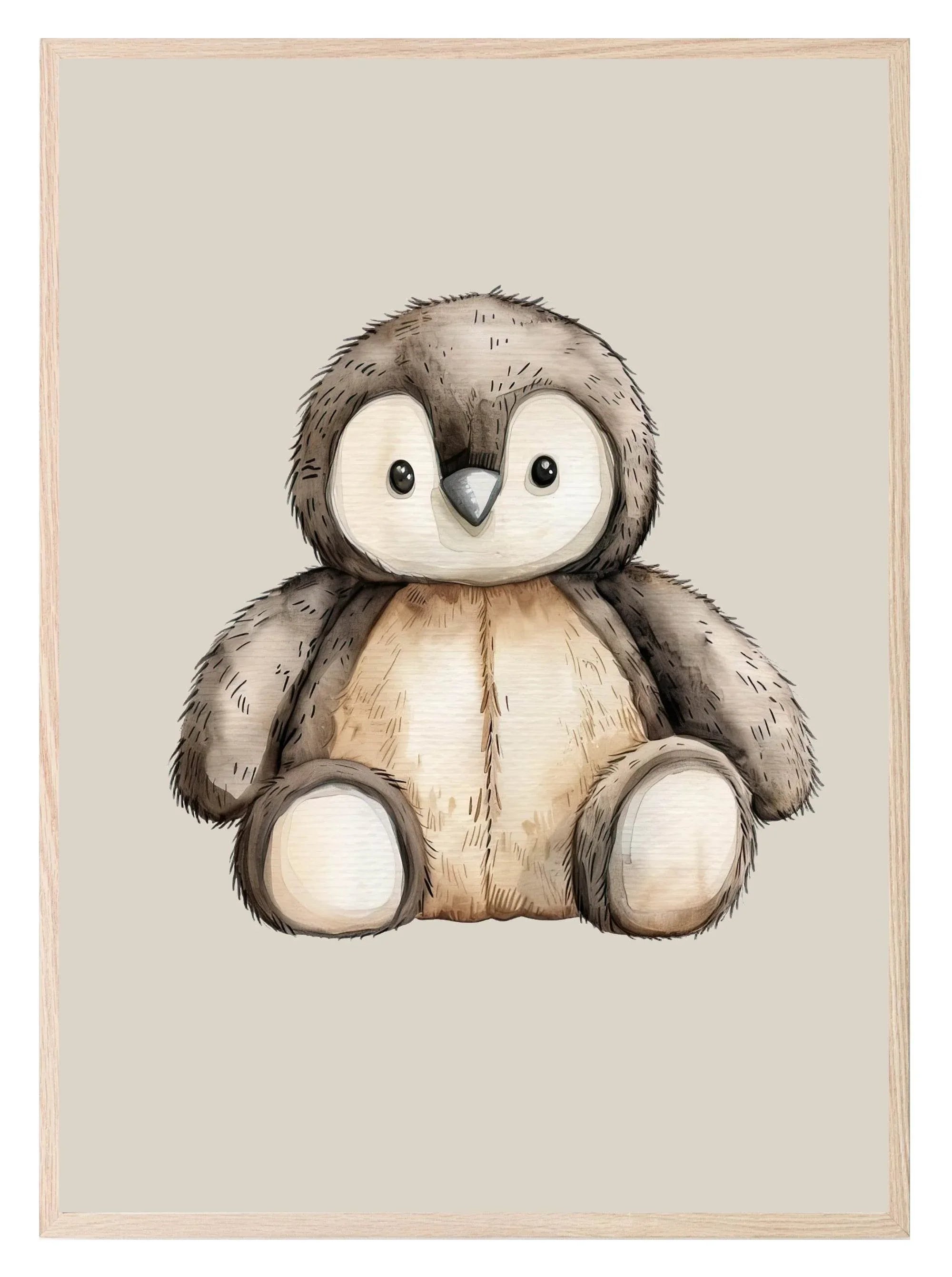 Teddy Penguin Print | Greige | Kids Wall Art - Larosier Prints
