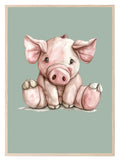 Teddy Piglet Print | Green | Kids Wall Art - Larosier Prints