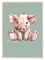 Teddy Piglet Print | Green | Kids Wall Art - Larosier Prints