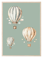 Hot Air Balloons Print | Green | Kids Wall Art - Larosier Prints