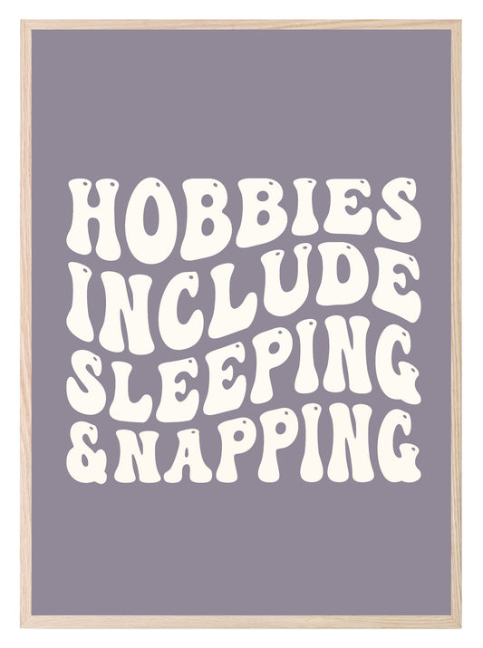 Hobbies Include Sleeping & Napping Print | Hobbies Wall Art