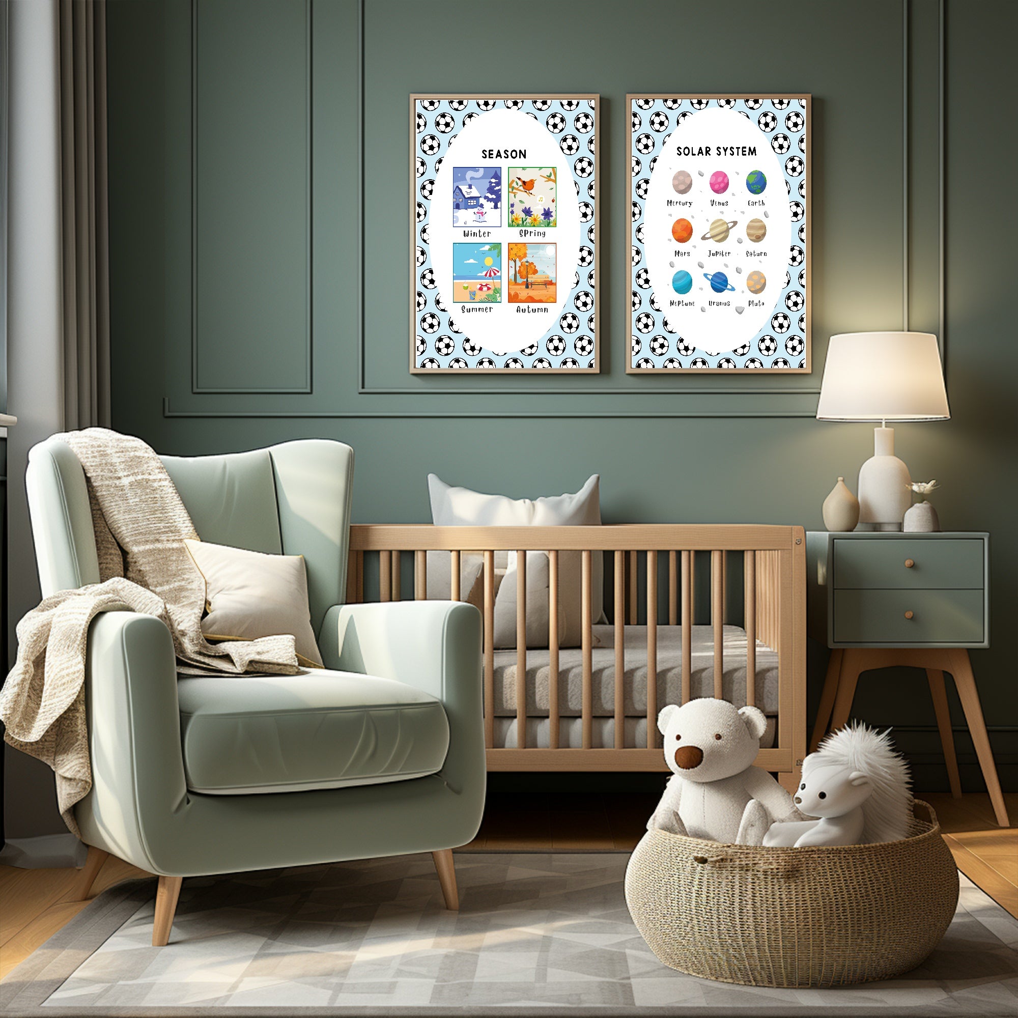 Blue Football Seasons Poster | Educational Wall Art