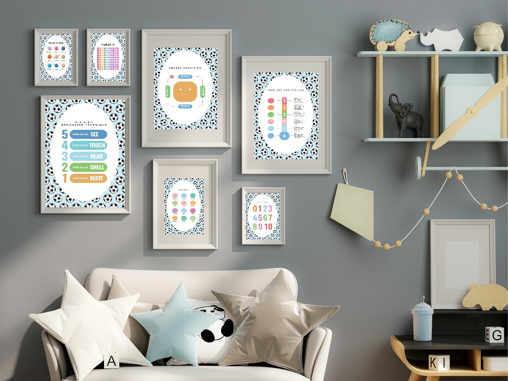 Blue Football Feelings Poster | Emotional Support Tool Wall Art