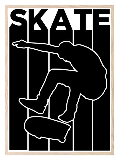 Skate Print | Black & White | Hobbies Wall Art