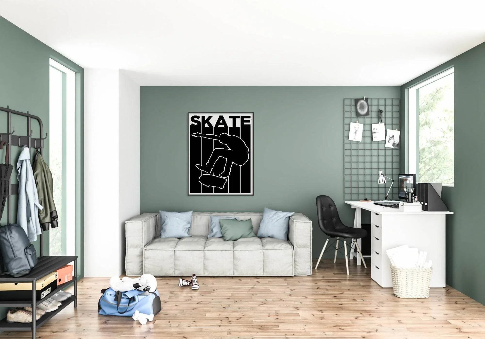 Skate Print | Black & White | Hobbies Wall Art - Larosier Prints
