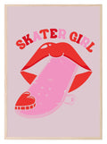 Skater Girl Print | Red & Pink | Hobbies Wall Art - Larosier Prints