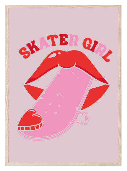 Skater Girl Print | Red & Pink | Hobbies Wall Art