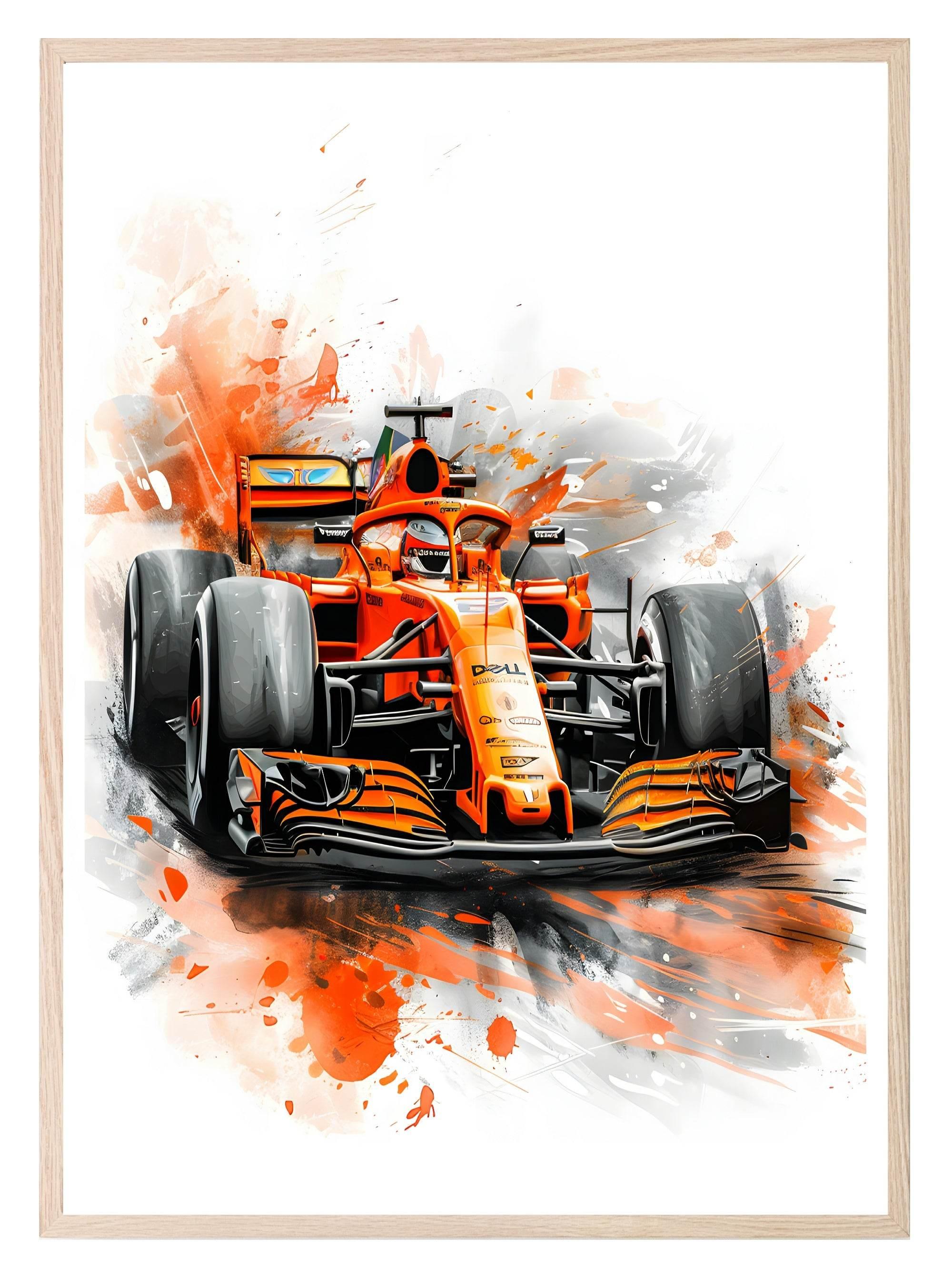 Orange Race Car Print | Grand Prix Wall Art - Larosier Prints