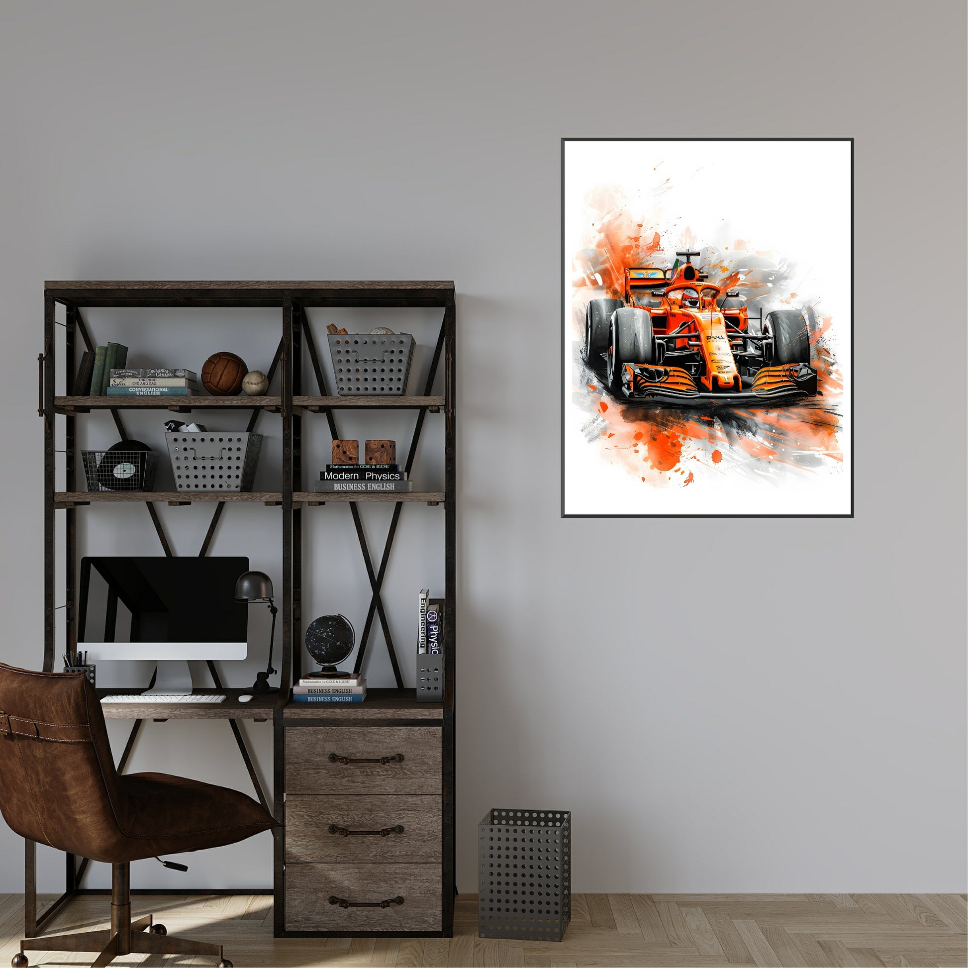 Orange Race Car Print | Grand Prix Wall Art