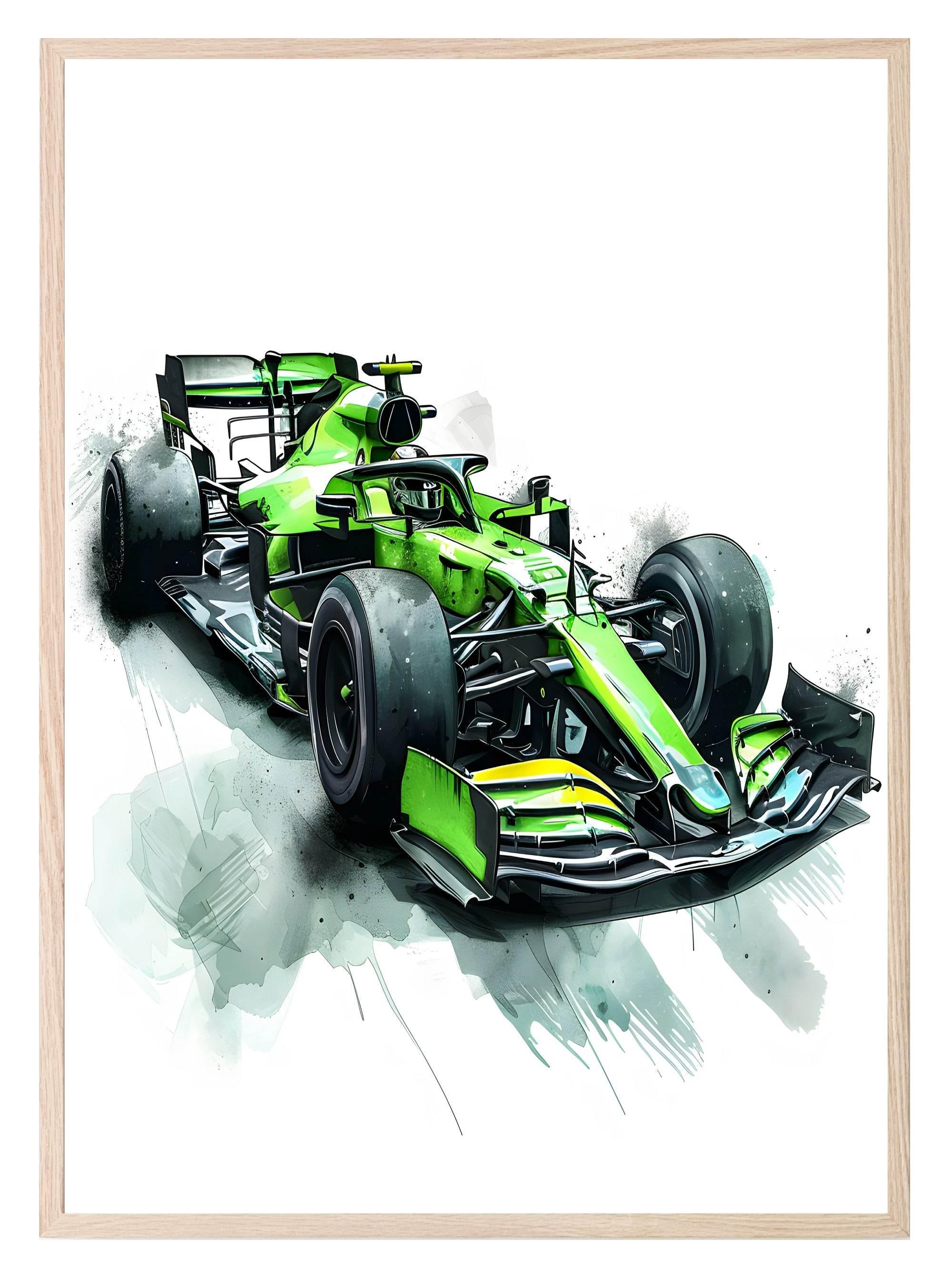 Green Race Car Print | Grand Prix Wall Art - Larosier Prints
