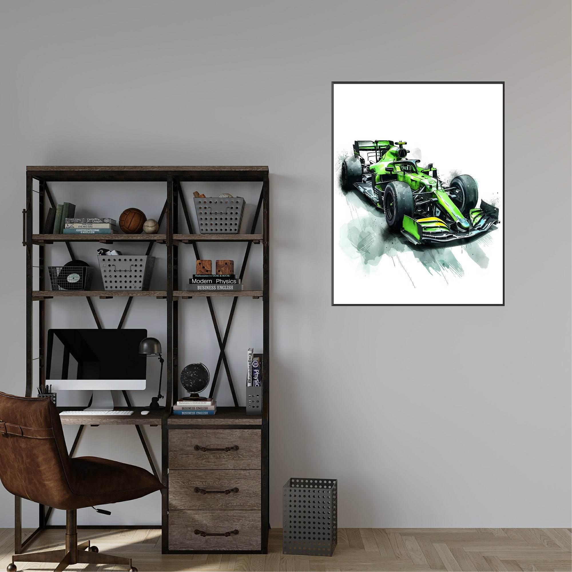 Green Race Car Print | Grand Prix Wall Art - Larosier Prints