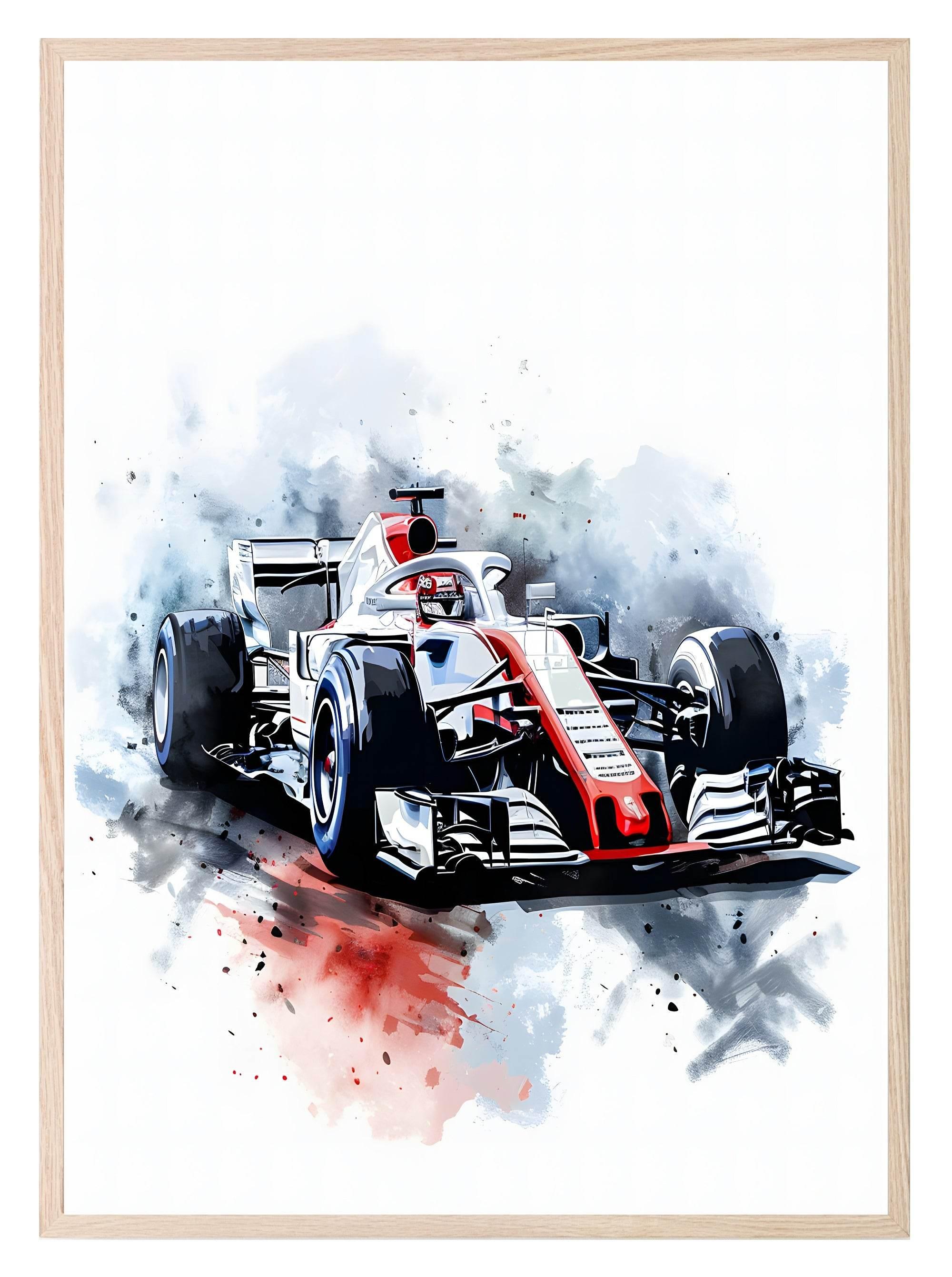 White Race Car Print | Grand Prix Wall Art - Larosier Prints