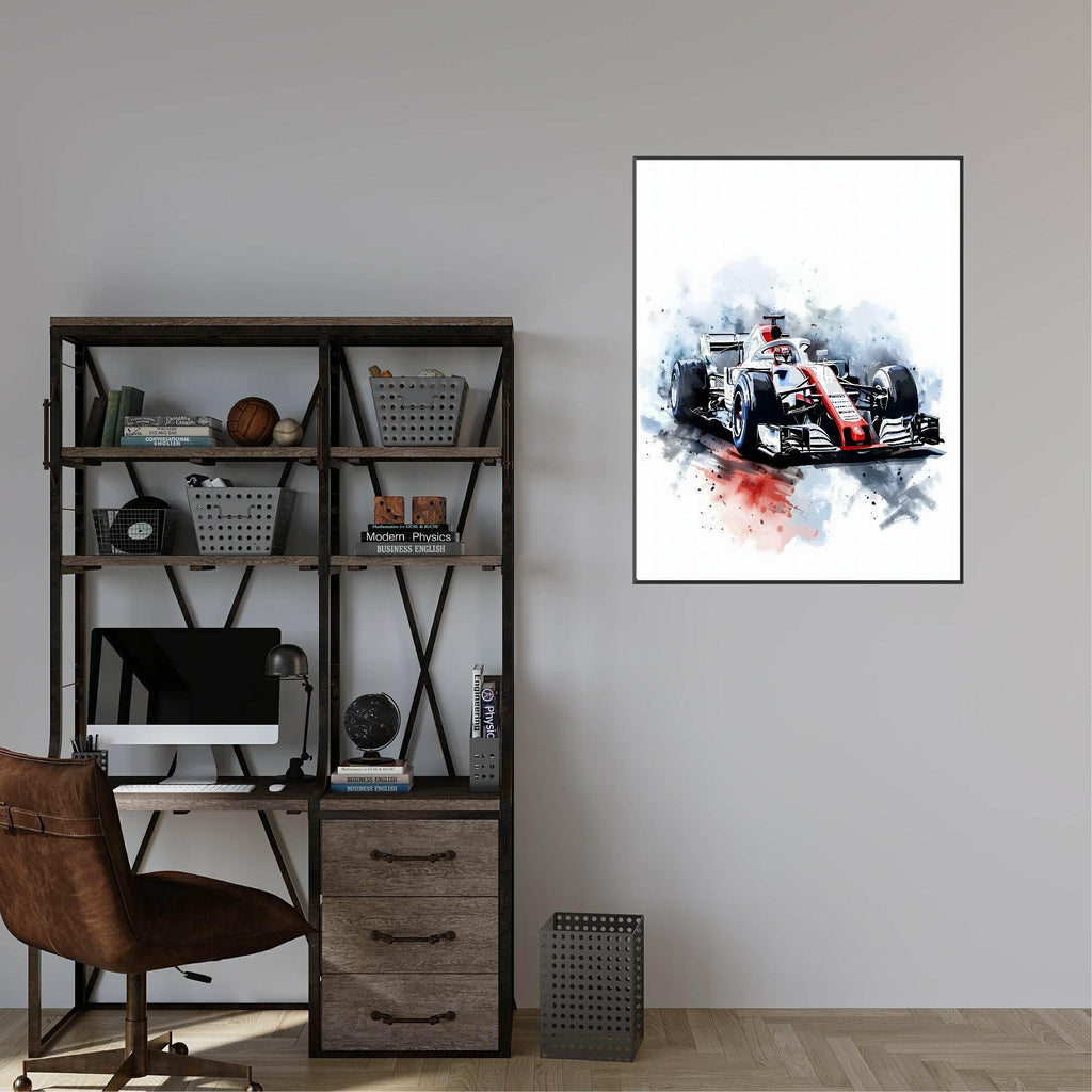 White Race Car Print | Grand Prix Wall Art - Larosier Prints