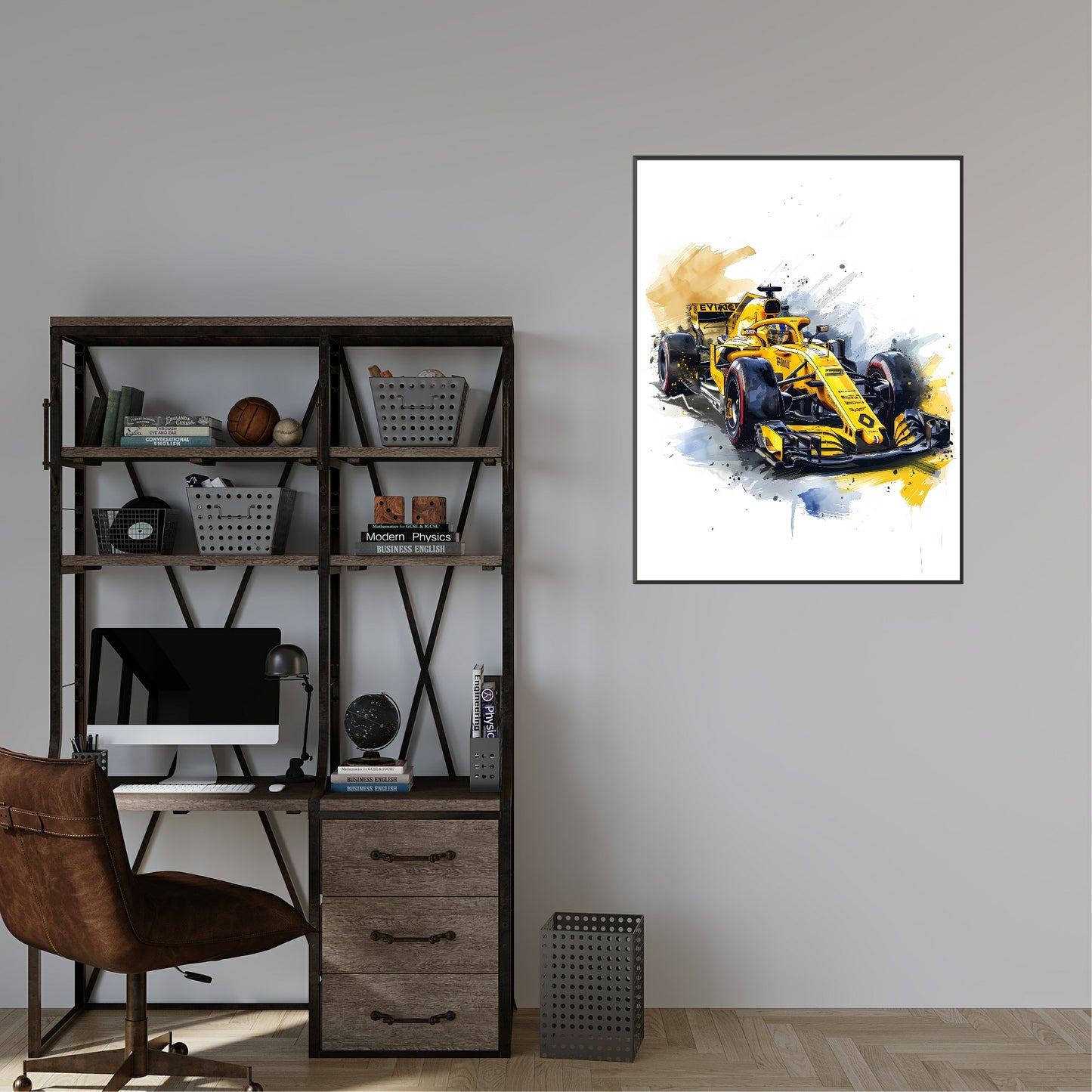 Yellow Race Car Print | Grand Prix Wall Art